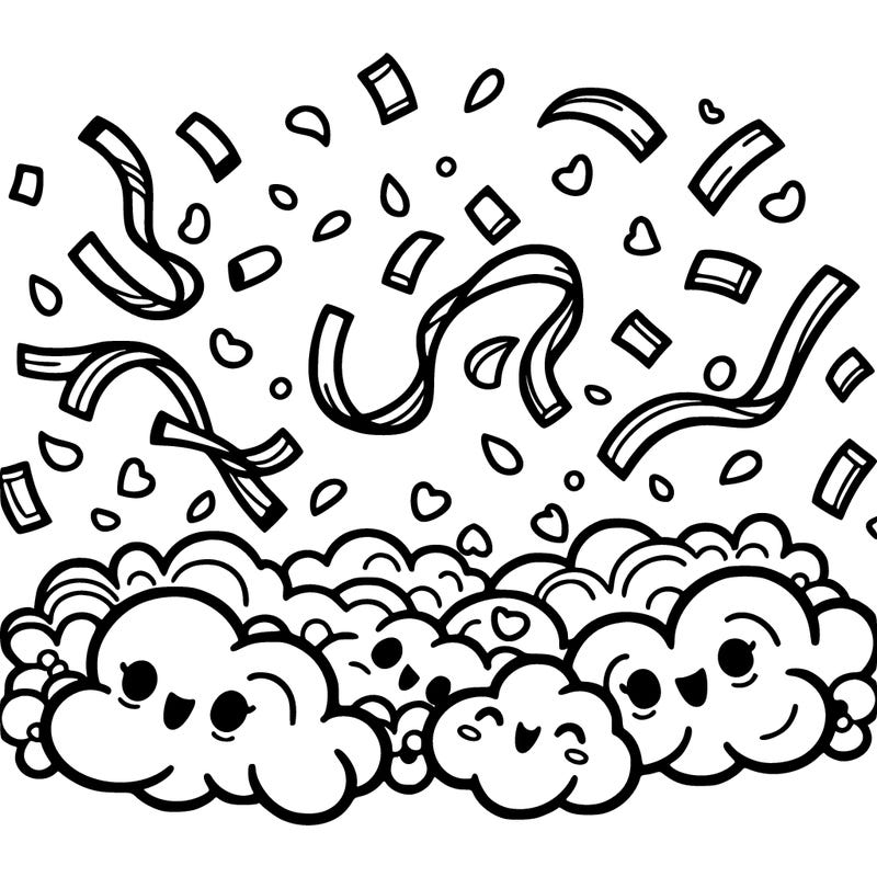 some confetti in air