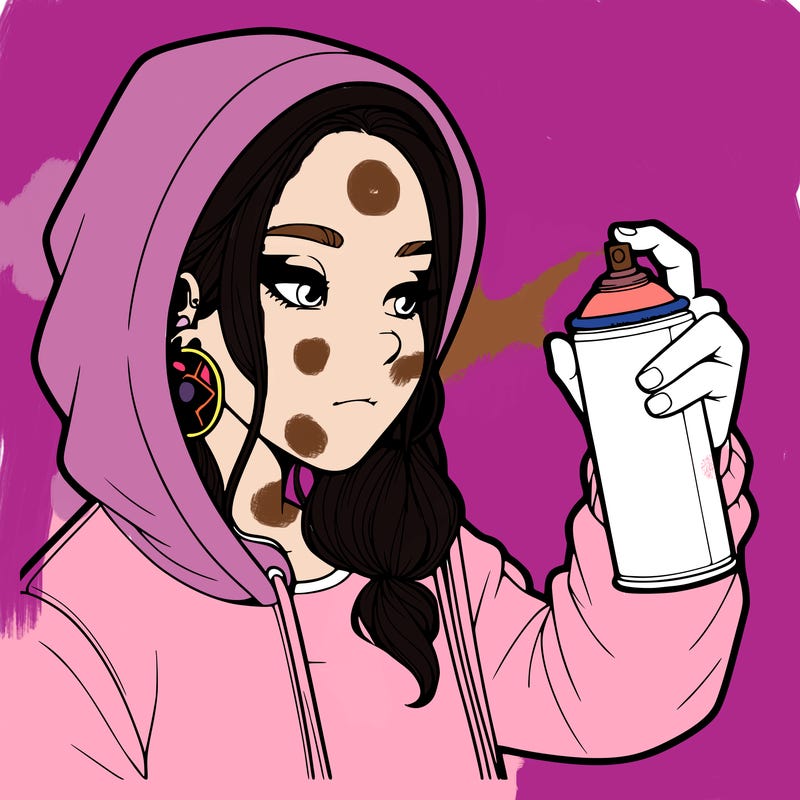 a realistic girl, spray painting