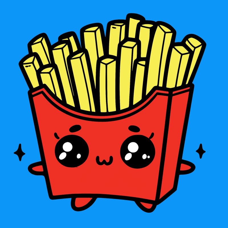 a cute. french fries