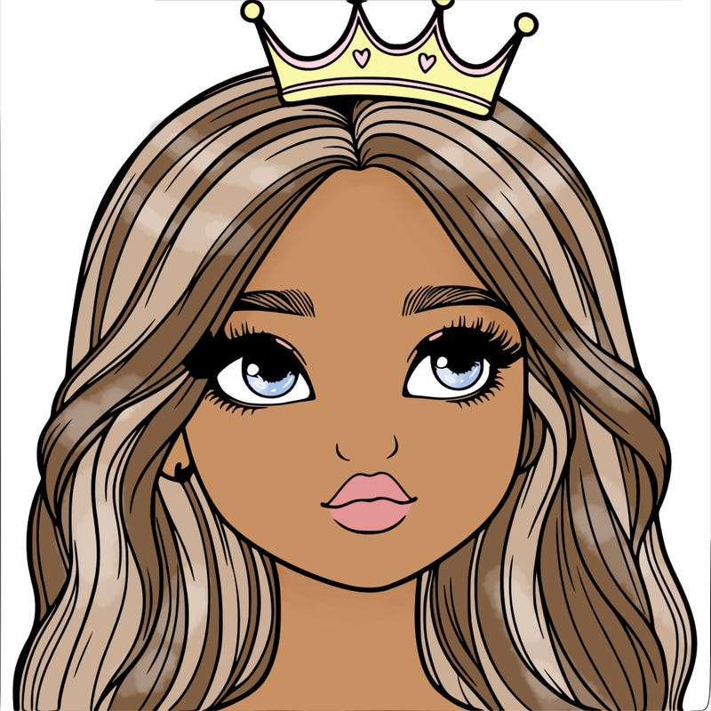 a realistic girl with a crown on