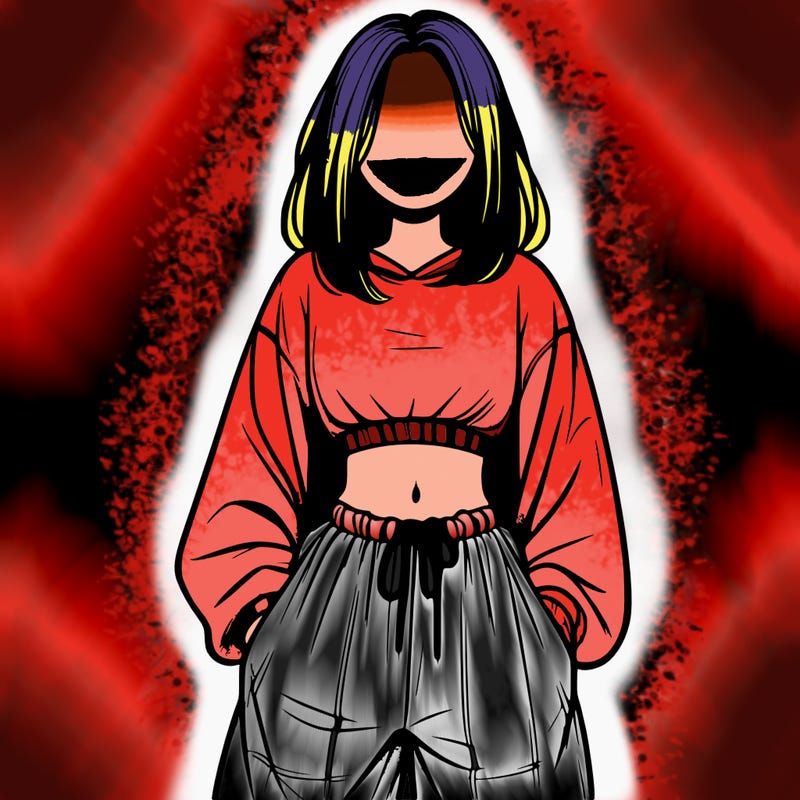 realistic girl faceless with baggy pants and a crop top