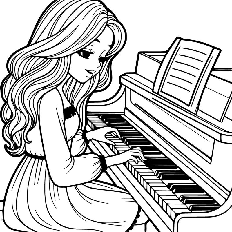 woman playing piano realistic