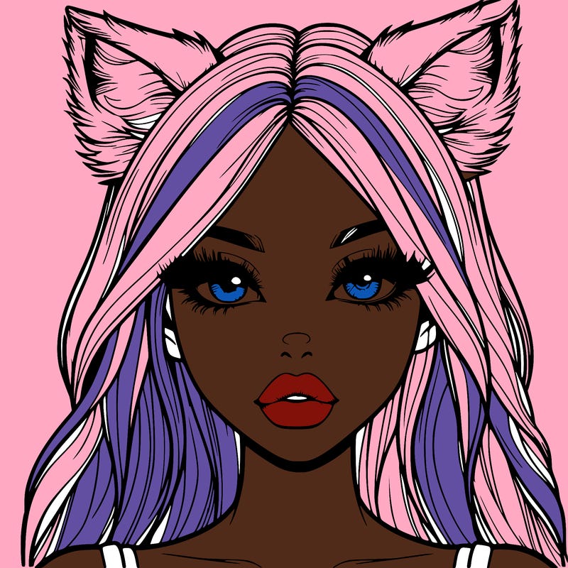 realistic girl with fox ears and realistic lips