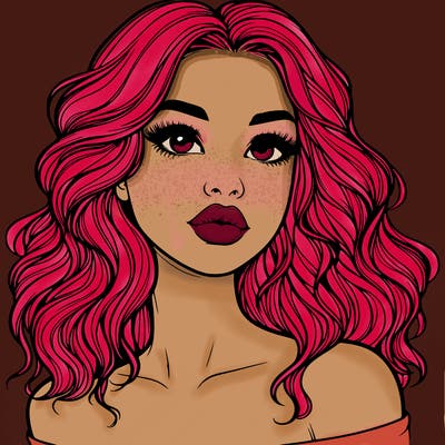 realistic girl with wavy hair and lips