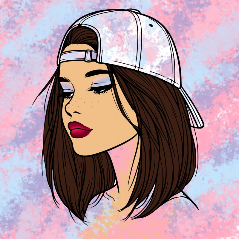 realistic  girl with a backwards hat