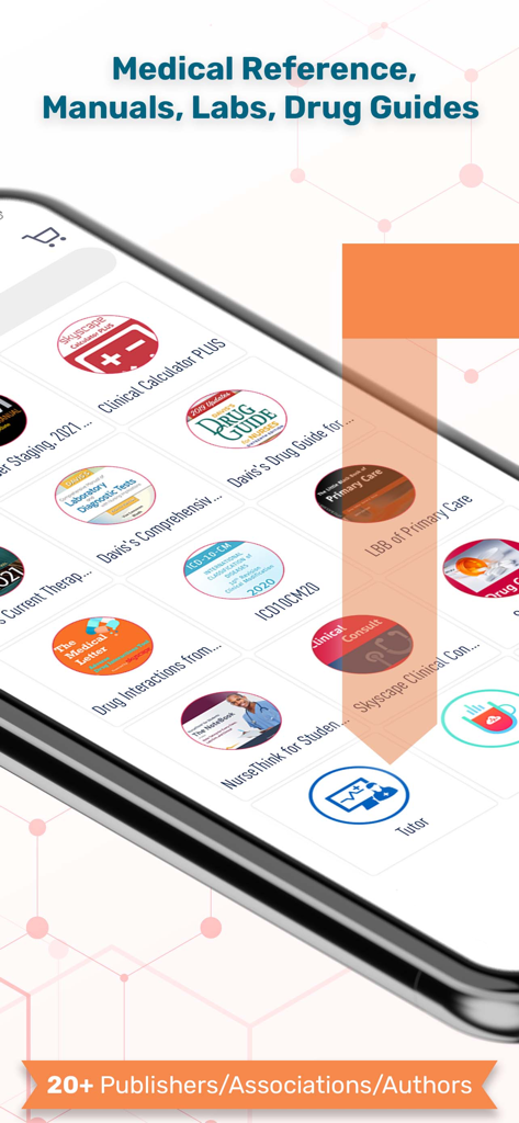 Skyscape Medical Library app displaying various medical resources and drug guides
