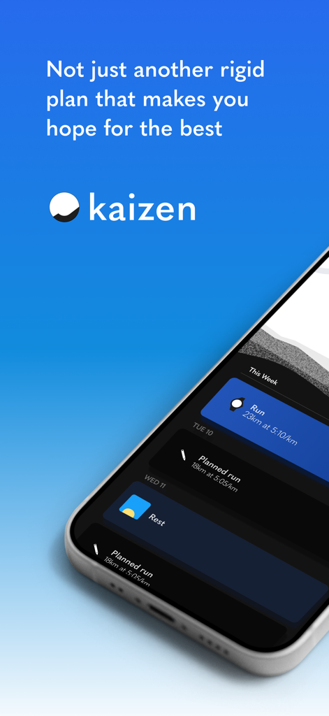 Kaizen | Data-Driven Running - Kaizen app interface displaying a flexible weekly training schedule with planned runs and pace targets