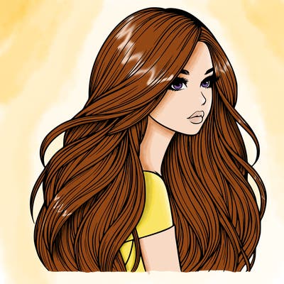 realistic girl with long realistic hair