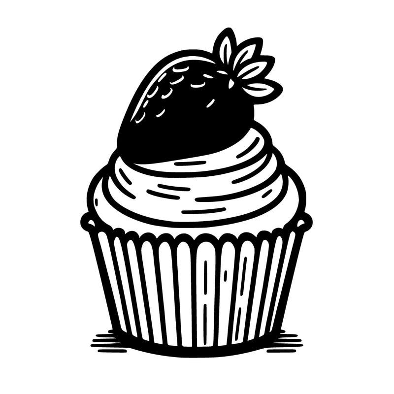 cupcake with strawberry on top