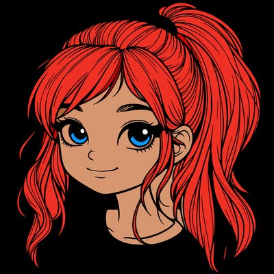 realistic girl with ponytail