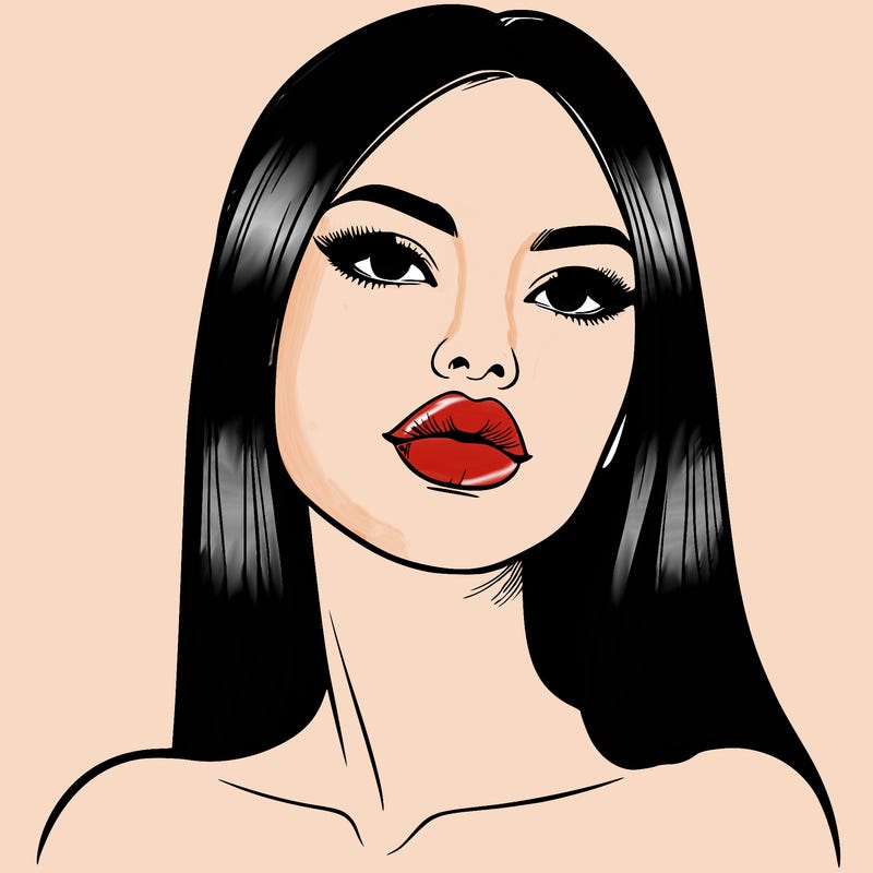 realistic woman with full lips