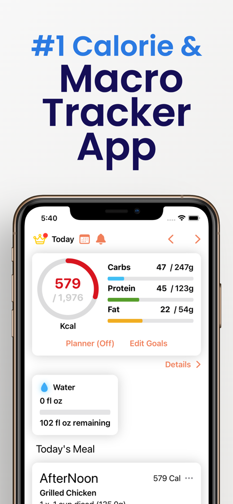 Food Diary - Lilbite - Interfaz de la aplicación Diario de Comidas - Lilbite que muestra el progreso del rastreo de calorías y macronutrientes