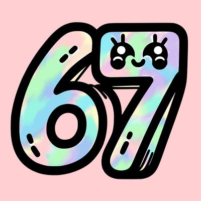 the numbers 67