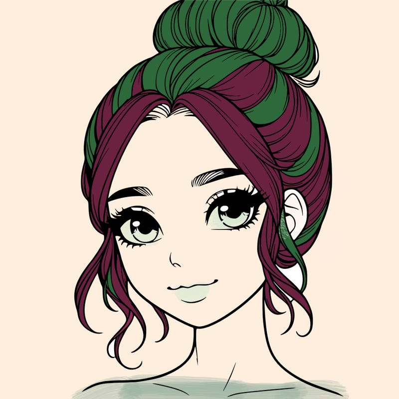 realistic pretty girl with hair in bun