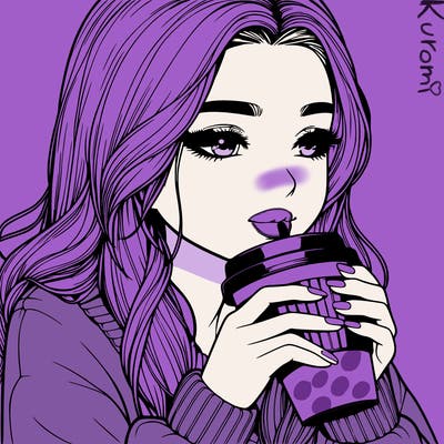 realistic girl drinking coffee