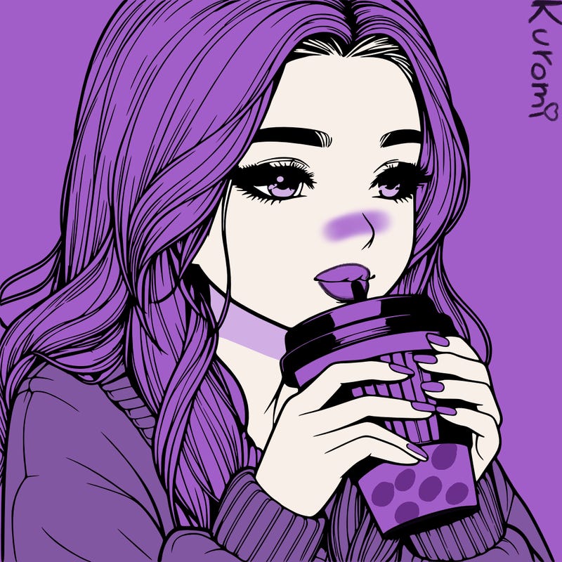 realistic girl drinking coffee