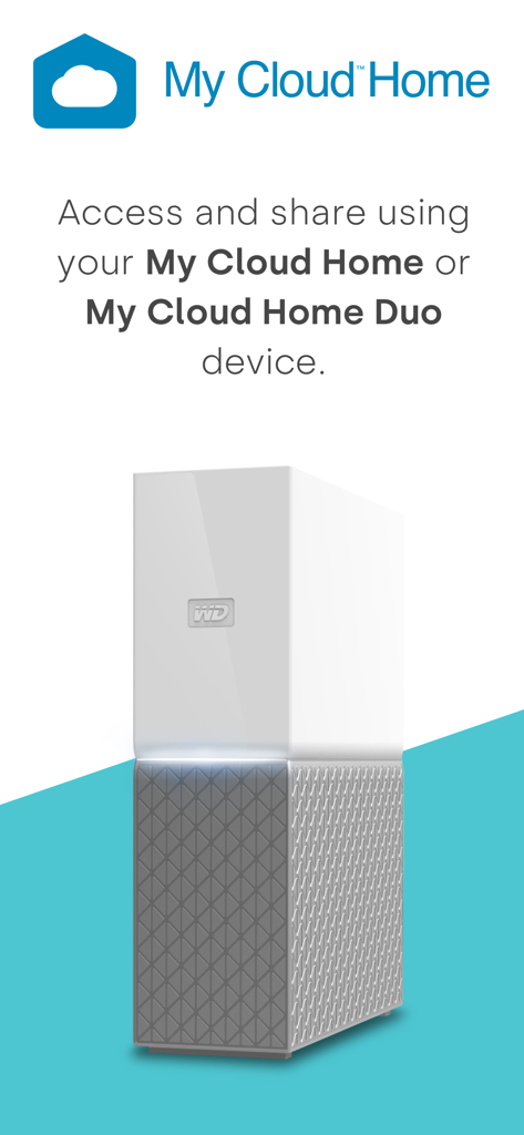 Western Digital My Cloud Home personal storage device with app logo