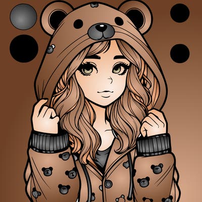 realistic girl in a animal pjs hoodie