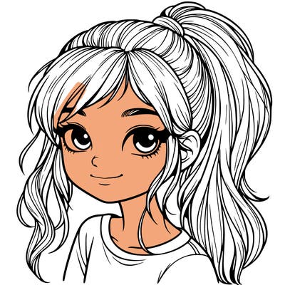 realistic girl with ponytail