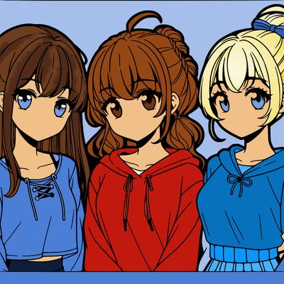 three girls anime