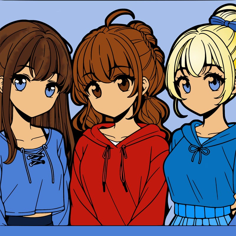 three girls anime