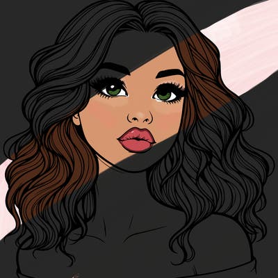 realistic girl with wavy hair and lips
