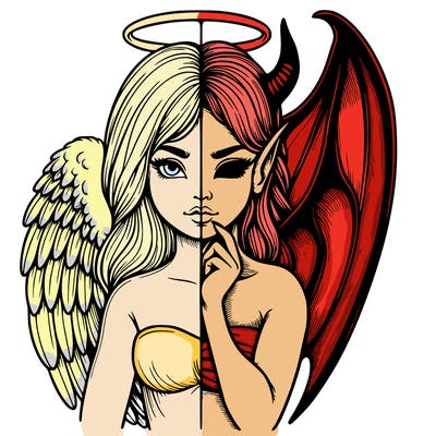 realistic angel half demon