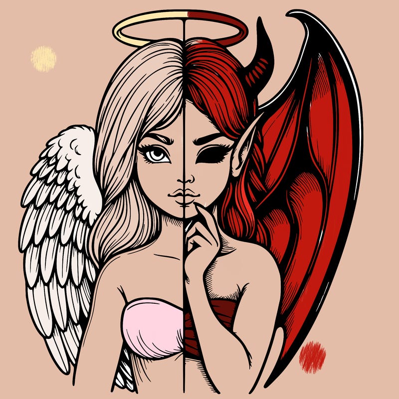 realistic angel half demon