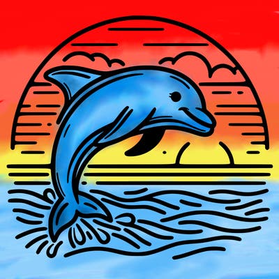 dolphin in a sunset