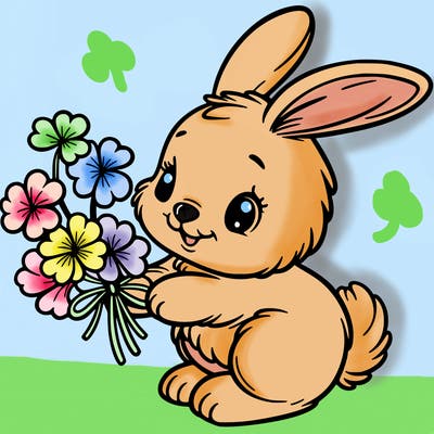 bunny with a bunch of clover