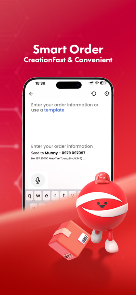 Metfone Express - Metfone Express app interface for creating a smart shipping order.