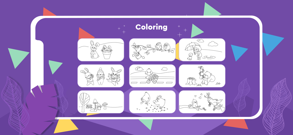 Happy Coloring Games: PlayTime - Selection of cute animal coloring templates in the Happy Coloring Games app for kids