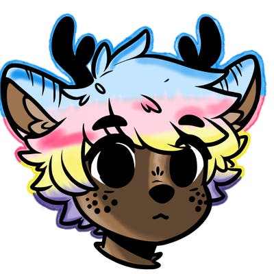 a humanoid deer with soft fluffy ears