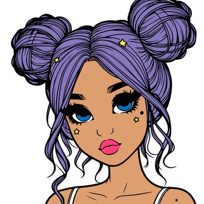 realistic girl with space buns