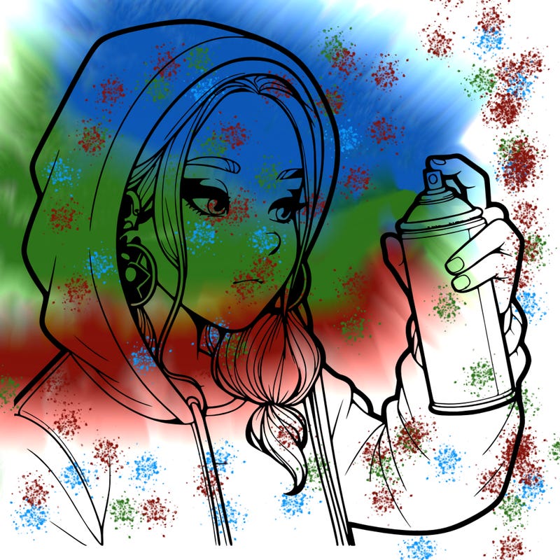 a realistic girl, spray painting