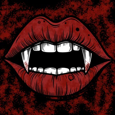 lips with vampire teeth
