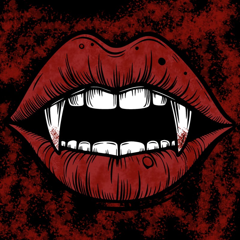 lips with vampire teeth