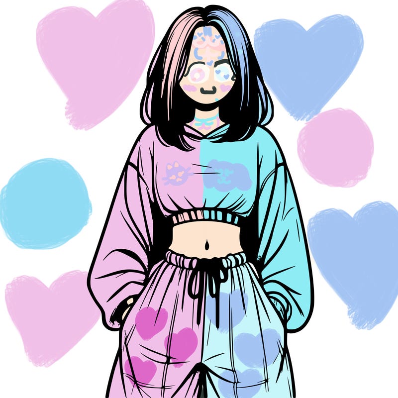 realistic girl faceless with baggy pants and a crop top