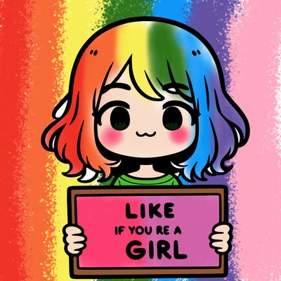 a cute girl holding a sign that says like if you’re a girl