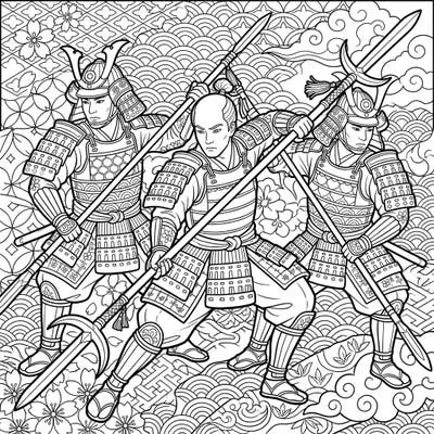 Immerse yourself in the world of ancient Japan with this captivating coloring page featuring formidable Yari Spearsmen. Designed for teens, it offers a challenging and rewarding artistic experience.