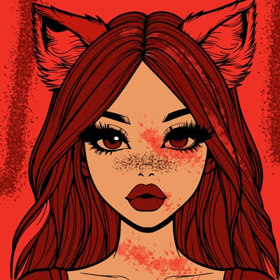 realistic girl with fox ears and realistic lips