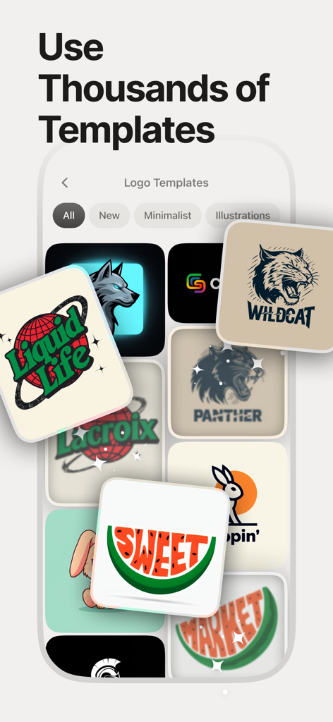 Playground: AI Design & Editor - Playground AI Design app interface showing a variety of professional logo templates for entrepreneurs