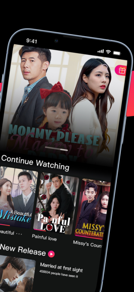 TopShort-novels and drama - TopShort app home screen displaying featured short-form dramas and a continue watching list