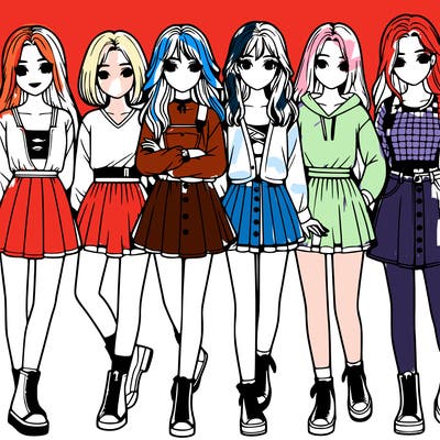 a group of girls realistic