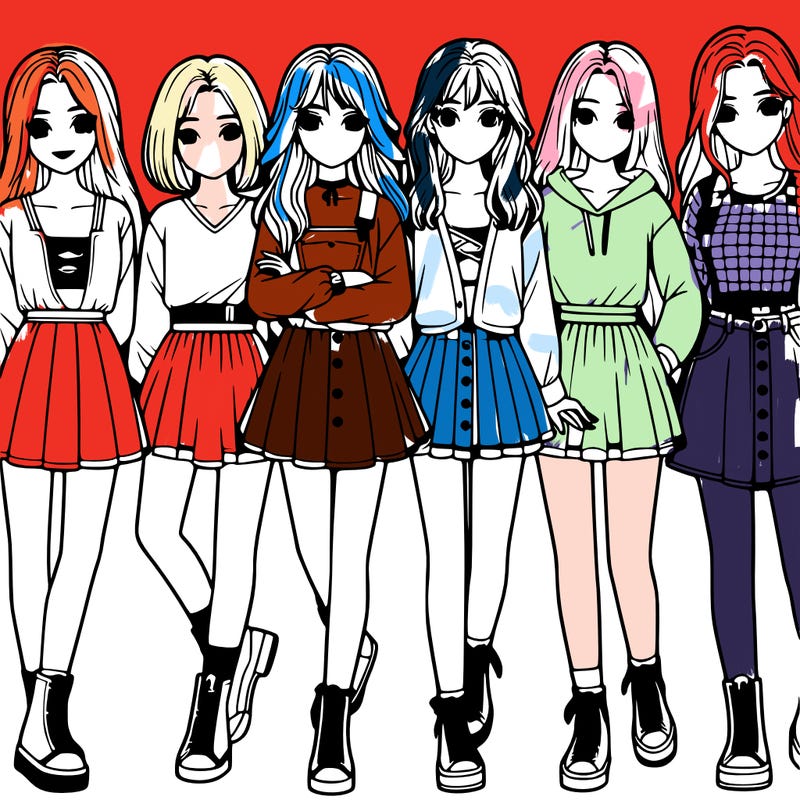 a group of girls realistic