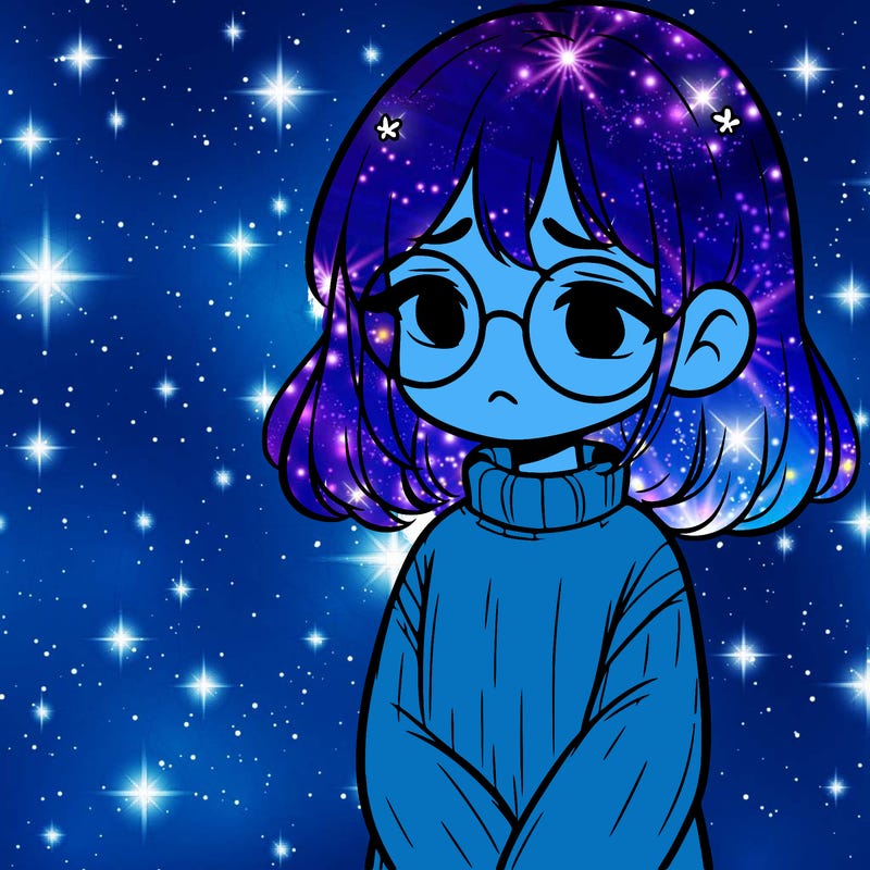sad girl with glasses in a sweater