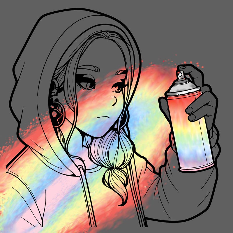 a realistic girl, spray painting