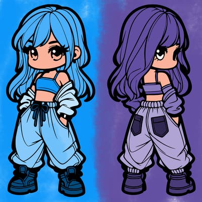 girl in crop top and baggy pants