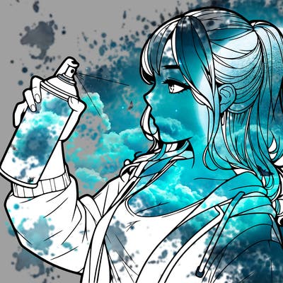 a realistic girl spray, painting