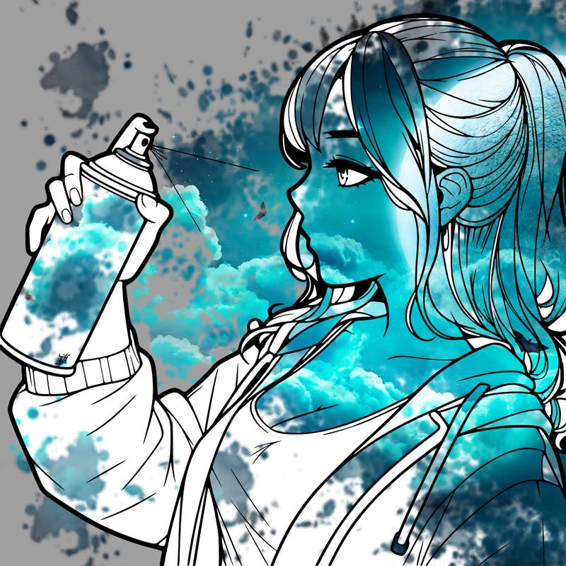 a realistic girl spray, painting